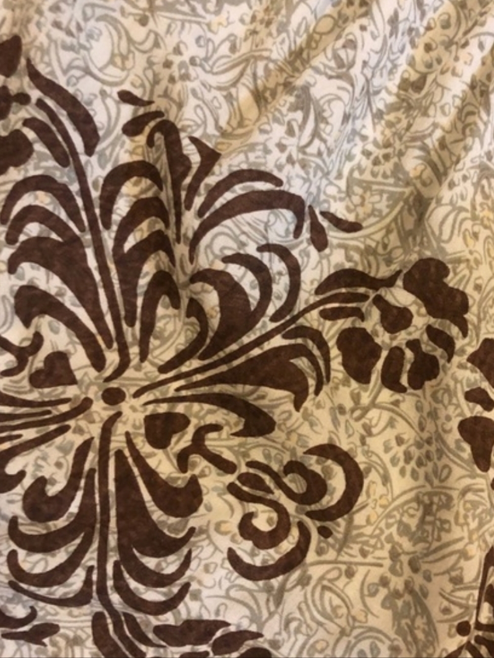 Free People One-Shoulder Cream Dress with Brown Border Print - Picture 3 of 4